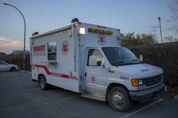 The disaster services truck used